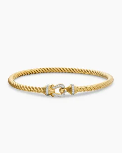 Buckle Cablespira® Bracelet 18K Yellow Gold with Diamonds, 3.5mm