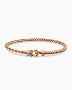 Buckle Cablespira® Bracelet 18K Rose Gold with Diamonds, 3.5mm