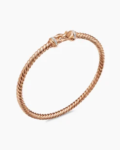 Buckle Cablespira® Bracelet 18K Rose Gold with Diamonds, 3.5mm