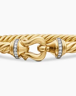 Buckle Cablespira® Bracelet 18K Yellow Gold with Diamonds, 5mm