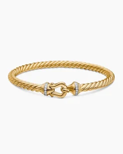 Buckle Cablespira® Bracelet 18K Yellow Gold with Diamonds, 5mm