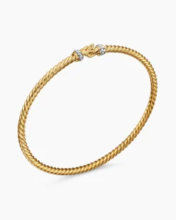 Buckle Classic Cable Bracelet 18K Yellow Gold with Diamonds, 2.6mm
