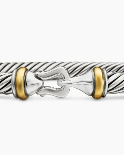 Buckle Classic Cable Bracelet Sterling Silver with 18K Yellow Gold, 5mm
