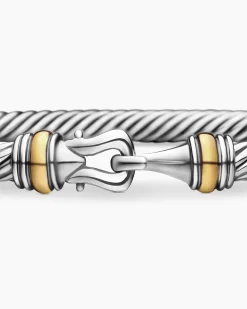 Buckle Classic Cable Bracelet Sterling Silver with 18K Yellow Gold, 4mm