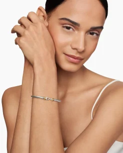 Buckle Classic Cable Bracelet Sterling Silver with 18K Yellow Gold, 4mm
