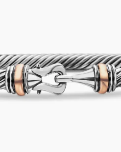 Buckle Classic Cable Bracelet Sterling Silver with 18K Rose Gold, 4mm