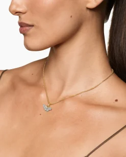Butterfly Amulet 18K White and Yellow Gold with Diamonds, 9.1mm