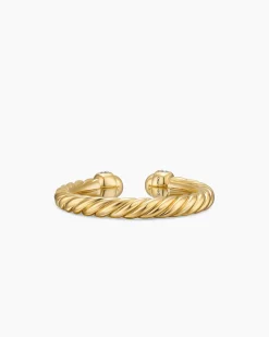 Cable Band Open Ring 18K Yellow Gold with Diamonds, 2.8mm