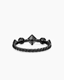 Cable Band Ring Black Titanium with Diamonds, 1.7mm