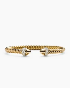 Cable Bracelet 18K Yellow Gold with Diamonds, 5mm