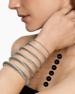 Cable Bracelet Sterling Silver with 18K Yellow Gold and Diamonds, 5mm
