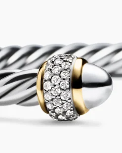Cable Bracelet Sterling Silver with 18K Yellow Gold and Diamonds, 5mm