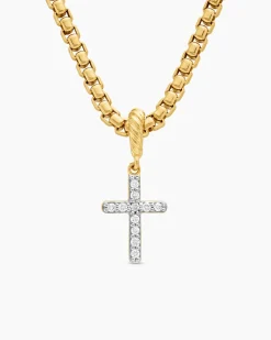 Cable Collectibles® Cross Amulet 18K Yellow Gold with Diamonds, 11.4mm