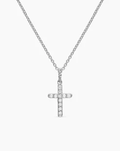 Cable Collectibles® Cross Necklace 18K White Gold with Diamonds, 17mm