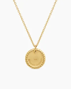 Cable Collectibles® Evil Eye Necklace 18K Yellow Gold with Pavé Blue Sapphires and Diamonds, 11mm