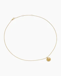 Cable Collectibles® Moon and Stars Necklace 18K Yellow Gold with Pavé Yellow Sapphires and Diamonds, 11mm