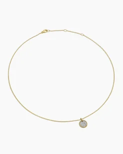 Cable Collectibles® Pavé Plate Necklace 18K Yellow Gold with Diamonds, 11mm