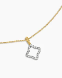 Cable Collectibles® Quatrefoil Necklace 18K Yellow Gold with Diamonds, 17.5mm