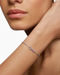 Cable Collectibles® Ribbon Chain Bracelet Sterling Silver with Pavé Pink Sapphires, 1.5mm