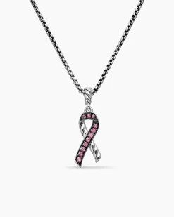 Cable Collectibles® Ribbon Necklace Sterling Silver with Pink Sapphires, 24.4mm