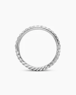 Cable Collectibles® Stack Ring 18K White Gold with Diamonds, 2mm