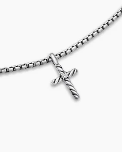 Cable Collectibles® Teen Cross Necklace Sterling Silver with Center Diamond