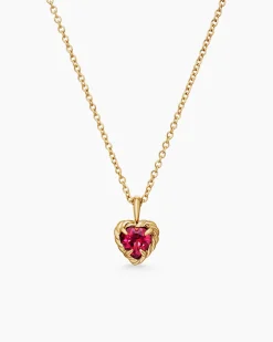 Cable Collectibles® Teen Heart Necklace 18K Yellow Gold with Rhodolite Garnet
