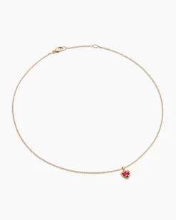 Cable Collectibles® Teen Heart Necklace 18K Yellow Gold with Rhodolite Garnet