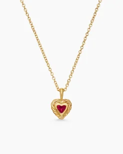 Cable Collectibles® Teen Heart Necklace 18K Yellow Gold with Rhodolite Garnet