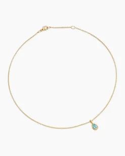 Cable Collectibles® Teen Teardrop Necklace 18K Yellow Gold with Blue Topaz