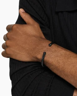 Cable Cuff Bracelet Black Aluminum, 6mm