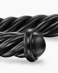 Cable Cuff Bracelet Black Aluminum, 6mm