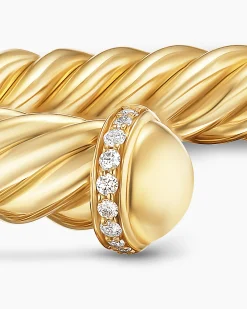 Cable Cuff Bracelet 18K Yellow Gold with Diamonds, 6mm