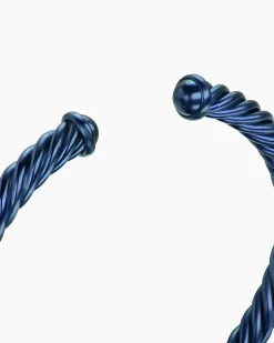 Cable Cuff Bracelet Navy Aluminum, 6mm