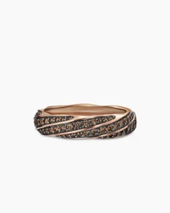 Cable Edge® Band Ring 18K Rose Gold with Cognac Diamonds, 6mm