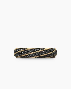 Cable Edge® Band Ring 18K Yellow Gold with Black Diamonds, 6mm