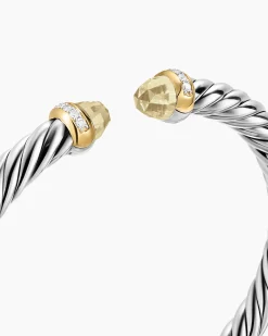 Cable Flex® Bracelet Sterling Silver with 14K Yellow Gold, Champagne Citrine and Diamonds, 6mm
