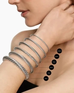 Cable Flex® Bracelet Sterling Silver with Pavé Diamond Domes, 6mm