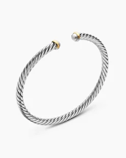 Cable Flex® Bracelet Sterling Silver with 14K Yellow Gold, 4mm