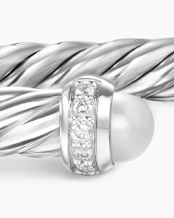 Cable Flex® Bracelet Sterling Silver with Pearls and Diamonds, 4mm