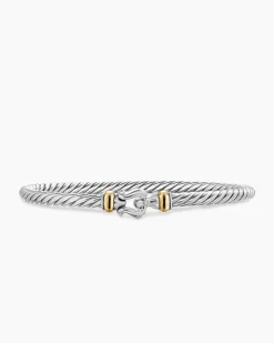 Cable Flex® Buckle Bracelet Sterling Silver with 14K Yellow Gold, 4mm