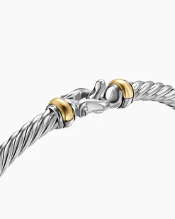 Cable Flex® Buckle Bracelet Sterling Silver with 14K Yellow Gold, 4mm