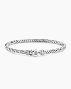 Cable Flex® Buckle Bracelet Sterling Silver with Diamonds, 4mm
