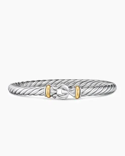 Cable Flex® Buckle Bracelet Sterling Silver with 14K Yellow Gold, 6mm