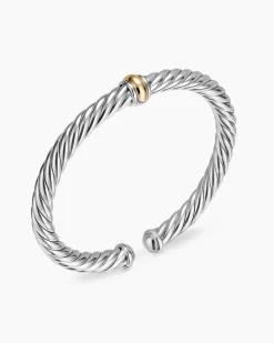 Cable Flex® Center Station Bracelet Sterling Silver with 14K Yellow Gold, 6mm