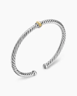 Cable Flex® Station Bracelet Sterling Silver with 14K Yellow Gold, 4mm
