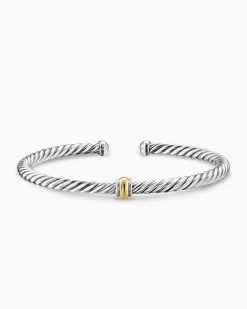 Cable Flex® Station Bracelet Sterling Silver with 14K Yellow Gold, 4mm
