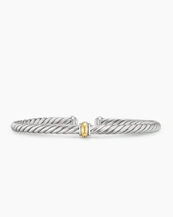 Cable Flex® Station Bracelet Sterling Silver with 14K Yellow Gold, 4mm
