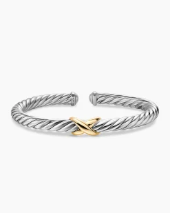 Cable Flex® X Bracelet Sterling Silver with 14K Yellow Gold, 6mm