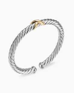 Cable Flex® X Bracelet Sterling Silver with 14K Yellow Gold, 6mm